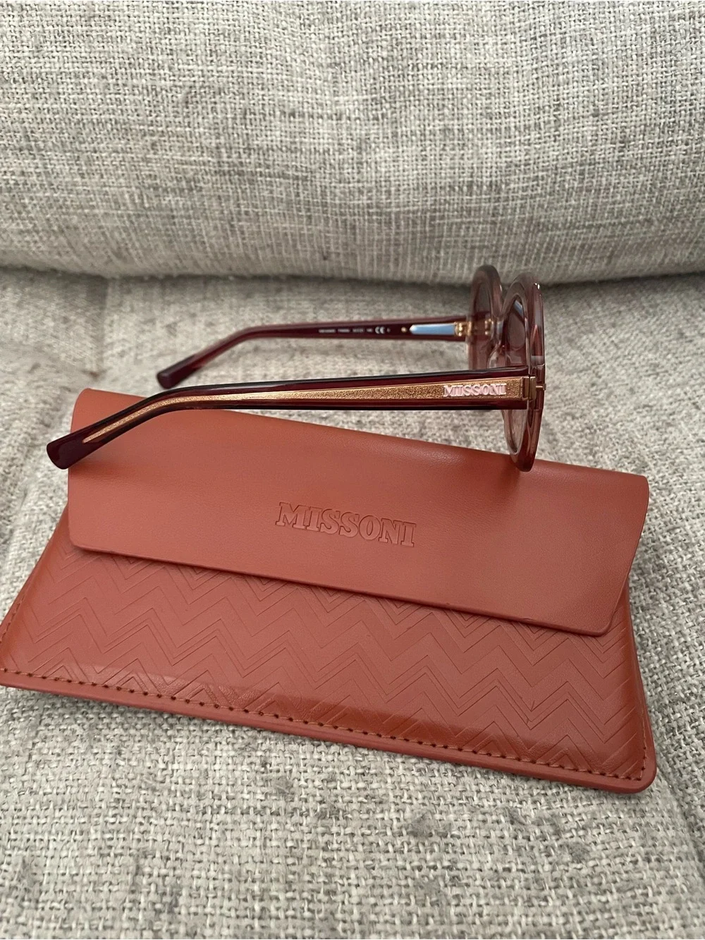 Missoni Terracotta Brown Pink Lens Gradient Round Oversized Sunglasses